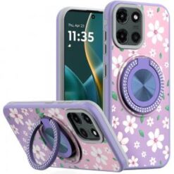 Moto G Stylus 5G 2026/2025 Metal Diamond CD Pattern Design Matte Finished Hybrid with Rotational