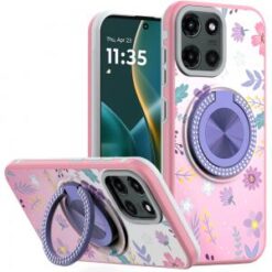 Moto G Stylus 5G 2026/2025 Metal Diamond CD Pattern Design Matte Finished Hybrid with Rotational