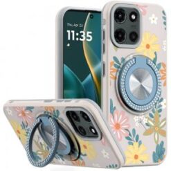 Moto G Stylus 5G 2026/2025 Metal Diamond CD Pattern Design Matte Finished Hybrid with Rotational
