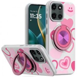Moto G Stylus 5G 2026/2025 Metal Diamond CD Pattern Design Matte Finished Hybrid with Rotational