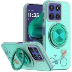 Moto G Stylus 5G 2026/2025 Metal Diamond CD Pattern Design Matte Finished Hybrid with Rotational