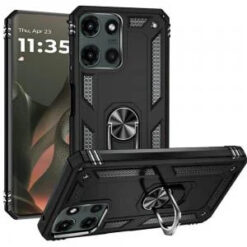 Motorola Edge 2025 Ring Magnetic Kickstand Hybrid Case Cover - Black