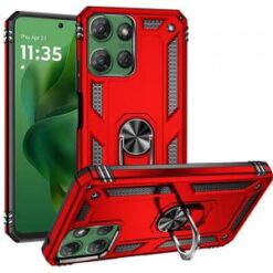 Moto G Power 2026/2025 Ring Magnetic Kickstand Hybrid Case Cover - Red