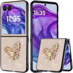 Motorola Razr+ Plus 2024 SPLENDID Diamond Glitter Ornaments Engraving Case Cover - Garden Butter