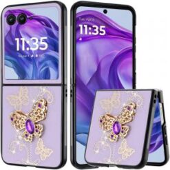 Motorola Razr+ Plus 2024 SPLENDID Diamond Glitter Ornaments Engraving Case Cover - Garden Butter