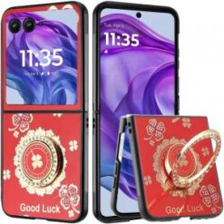 Motorola Razr+ Plus 2024 SPLENDID Diamond Glitter Ornaments Engraving Case Cover - Good Luck Flo