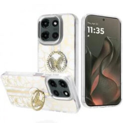 Motorola Edge 2025 Splendid Floral Designs with Metal Camera and Buttons with Butterfly Ring Sta