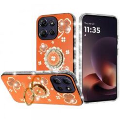 Moto G Power 5G 2026/2025 Splendid Glitter with Diamonds All Around Edges Ring Stand Case Cover