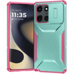 Motorola Edge 2025 Ultimate U Design Hybrid with Camera Window Covering - Teal+Hot Pink